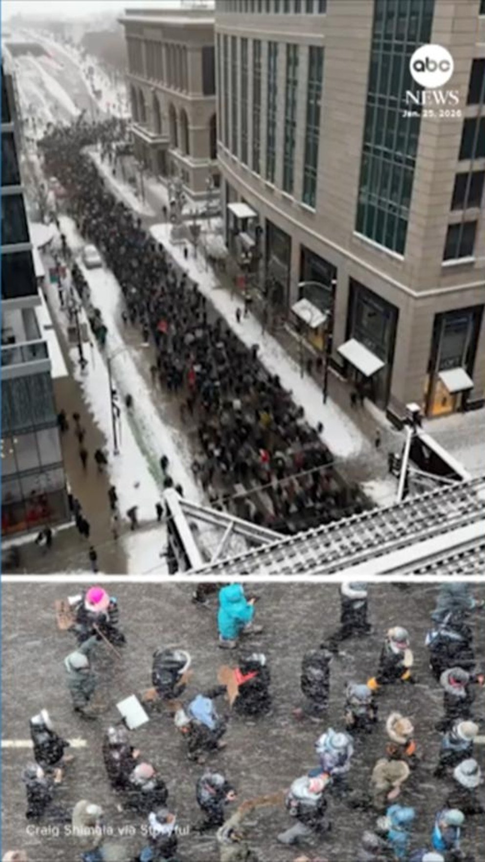 MIRAR: Manifestantes anti-ICE marchan por la nevada Chicago