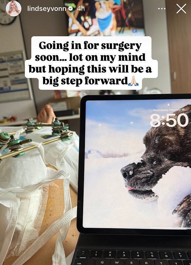 Lindsey Vonn comparte mensaje nervioso mientras espera la quinta operación por una pierna rota después de una caída olímpica y la muerte de un perro