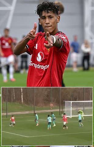 La sensación adolescente del Man United, JJ Gabriel, anota un gol MARAVILLOSO para los Red Devils U18, ¡y Michael Carrick está en las gradas para verlo!