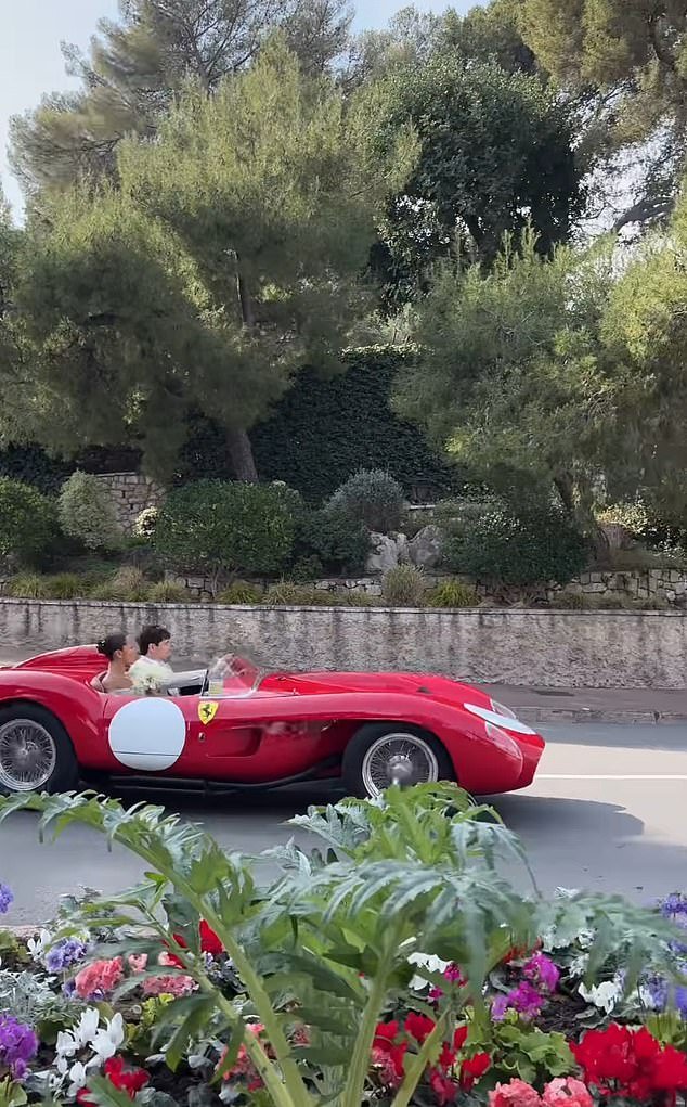La estrella de Fórmula 1 Charles Leclerc se ha casado con la influencer Alexandra Saint Mleux, mientras se ve a la pareja conduciendo un Ferrari antiguo de £ 9 millones.