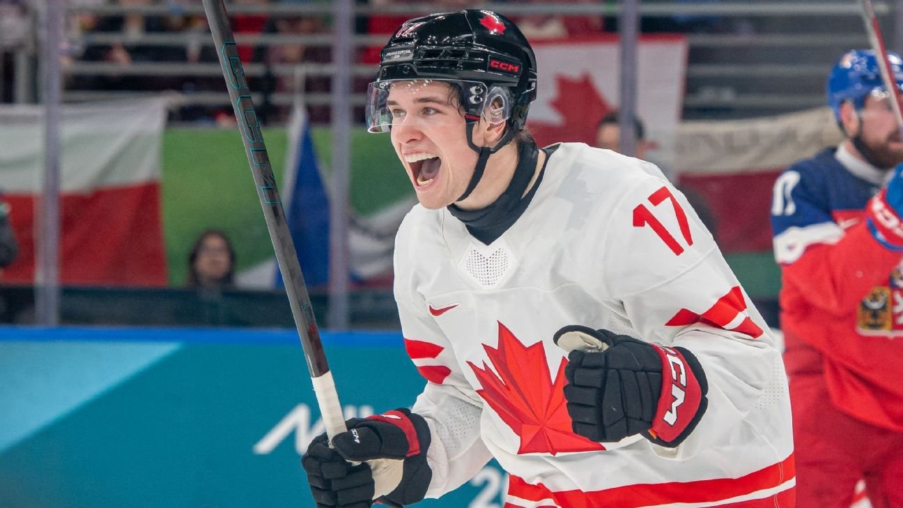 Celebrini lidera la goleada de Canadá en el primer partido olímpico de hockey masculino