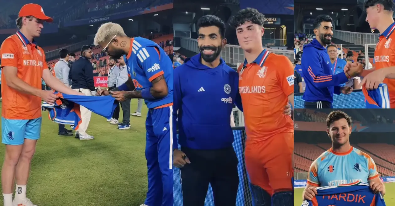 MIRAR: Hardik Pandya y Jasprit Bumrah se ganan el corazón al entregar camisetas firmadas al equipo holandés después del choque de la Copa Mundial T20 2026