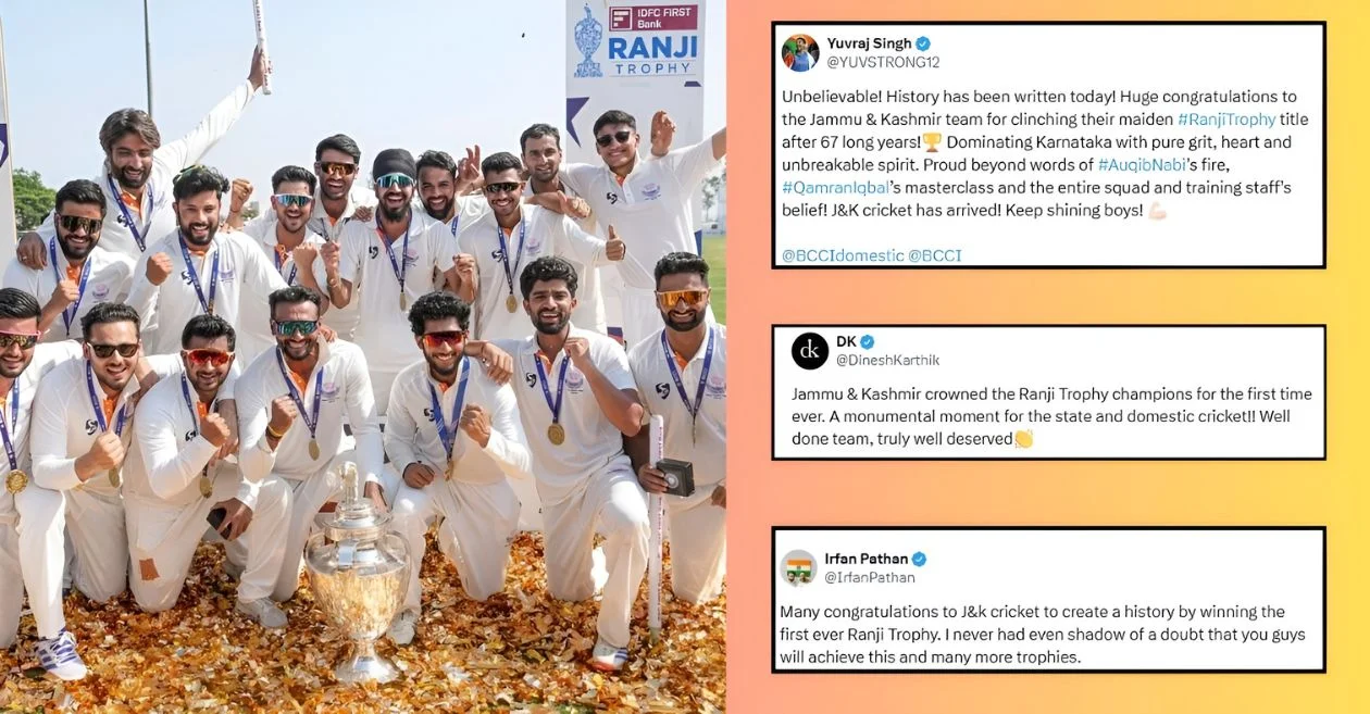 La fraternidad de cricket de la India reacciona cuando Jammu y Cachemira hacen historia con su primera victoria en el Trofeo Ranji al vencer a Karnataka, repleto de estrellas, en la final.