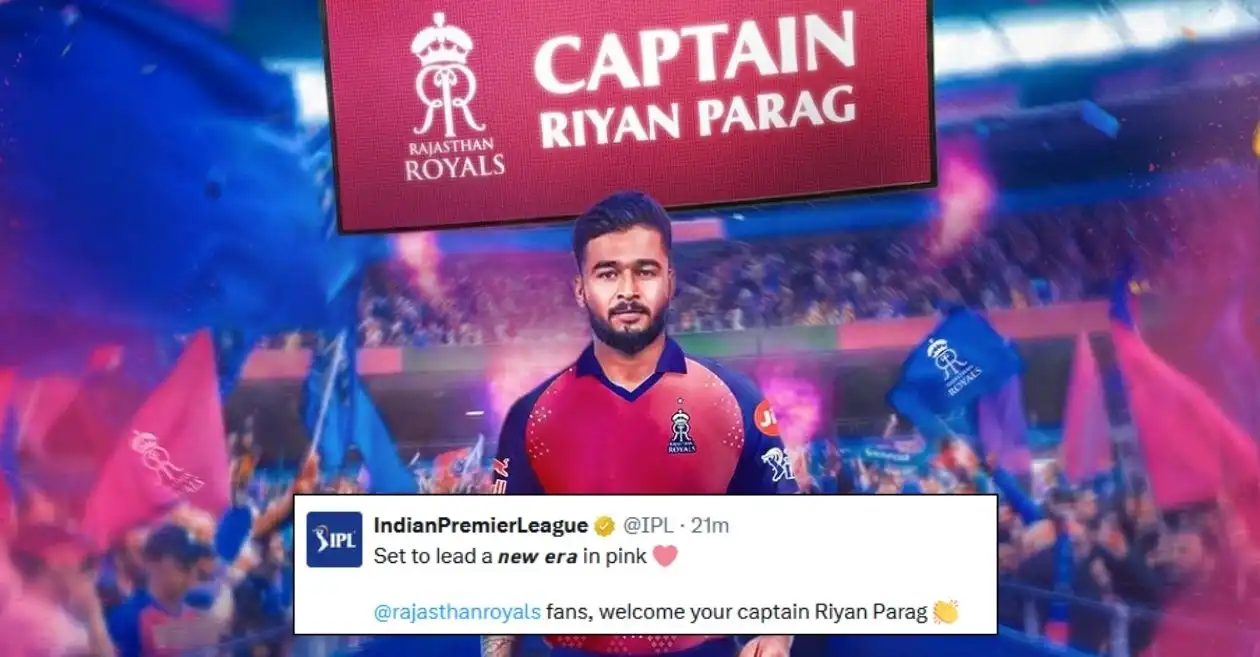 Los fanáticos reaccionan cuando Riyan Parag es nombrado capitán de los Rajasthan Royals antes de la IPL 2026