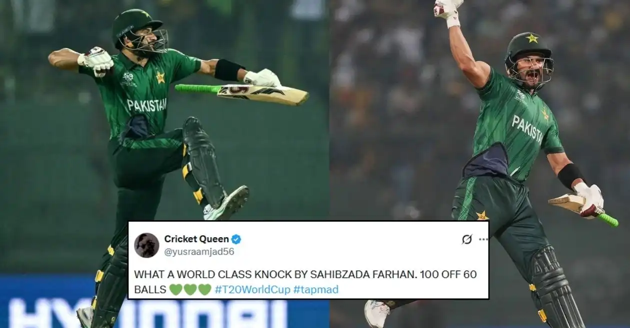 Los fanáticos se vuelven locos cuando Sahibzada Farhan hace historia con un siglo impresionante en el choque PAK vs SL Super 8 en la Copa Mundial T20 2026