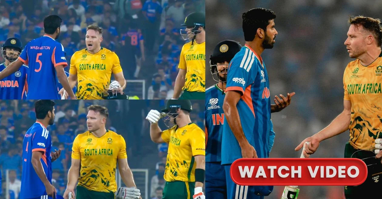 Copa del Mundo T20 2026 (MIRAR): Washington Sundar y David Miller participan en una explosiva confrontación en mitad de la cancha en el choque IND vs SA Super 8