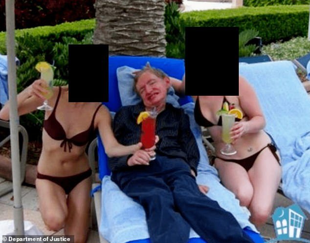 Mujeres en bikini bebiendo cócteles en ESTA foto de Stephen Hawking son desenmascaradas, mientras se revela la verdad sobre cómo apareció en los archivos de Epstein