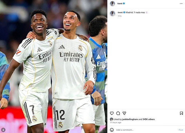 Trent Alexander-Arnold ofrece un enfático mensaje de tres palabras después de ser desairado por Inglaterra y abandonado por el Real Madrid, antes de marcar el gol de la victoria.