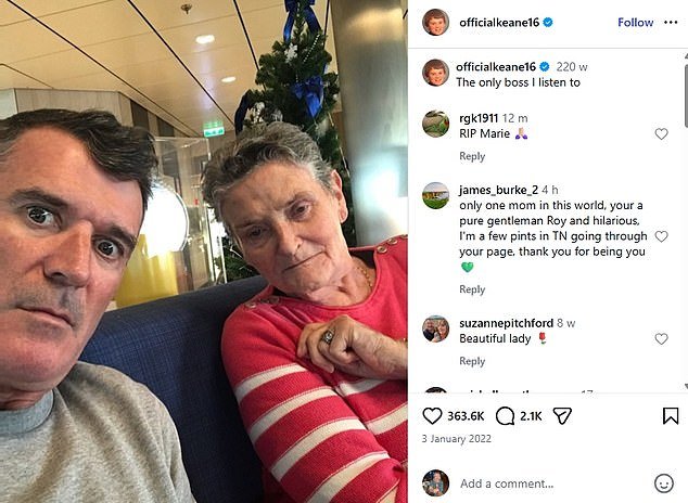 Roy Keane está de luto cuando su madre, “la única jefa a la que escucho”, muere rodeada de su familia en un hospicio irlandés