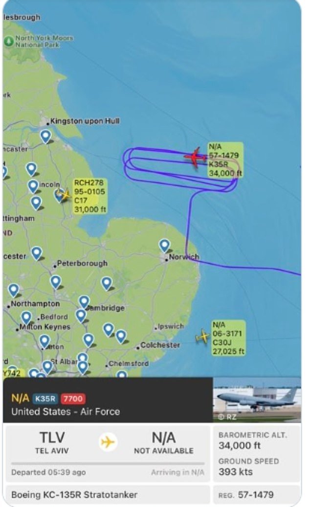 Avión de la Fuerza Aérea de EE.UU. declara estado de emergencia al aterrizar en base británica procedente de Israel
