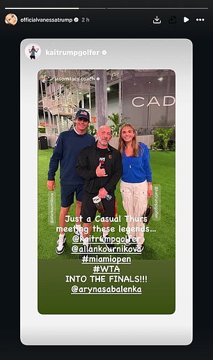 Vanessa Trump guarda silencio sobre el arresto de su novio Tiger Woods mientras publica sobre su hija Kai en el torneo de tenis de Miami