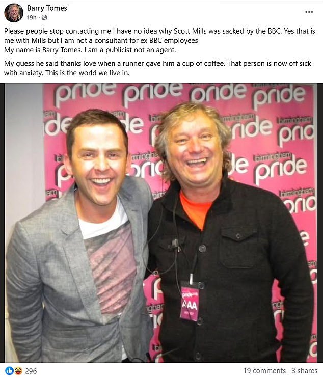 El publicista de Huw Edwards ridiculiza el despido de la estrella de Radio 2 Scott Mills por parte de la BBC, diciendo “este es el mundo en el que vivimos”