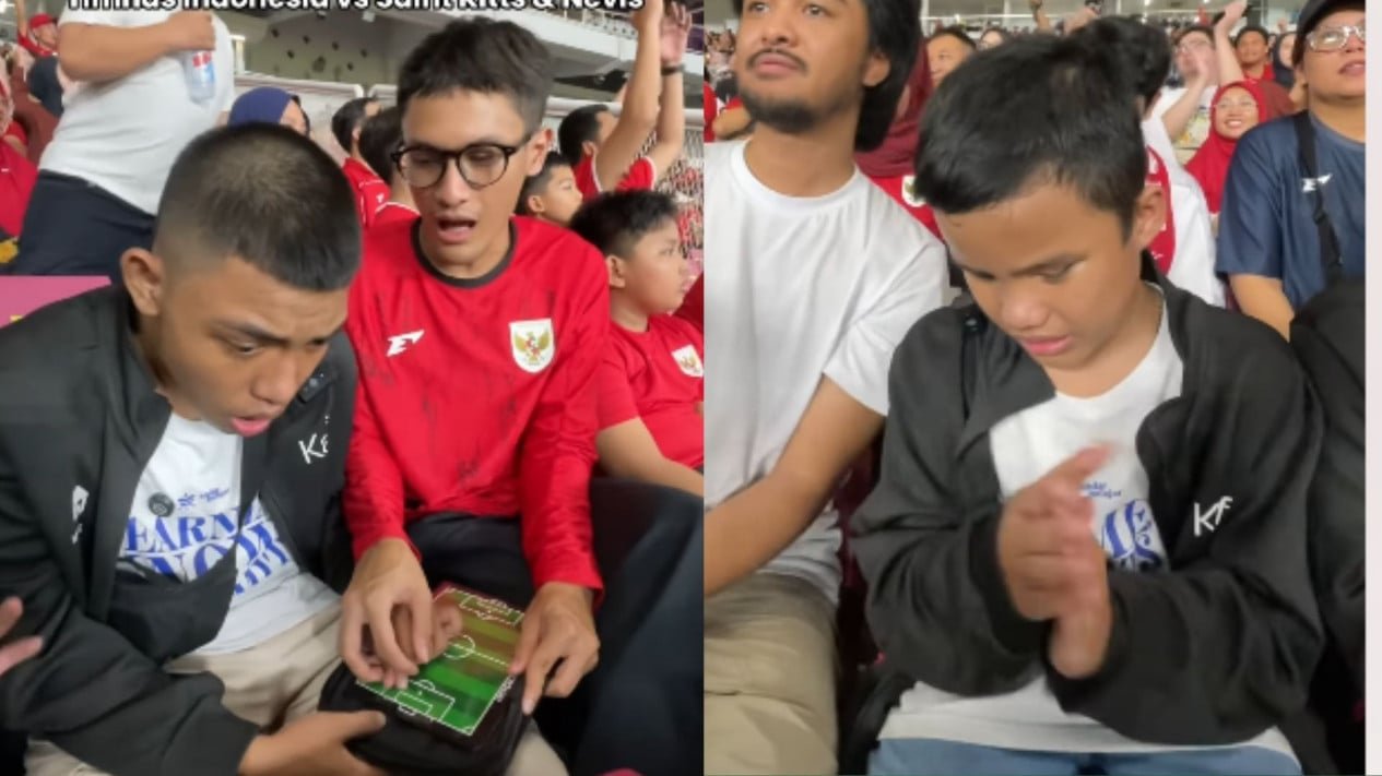 Momentos de Haru en GBK, los aficionados con discapacidad visual disfrutan del partido de la selección de Indonesia contra St. Kitts-Nevis