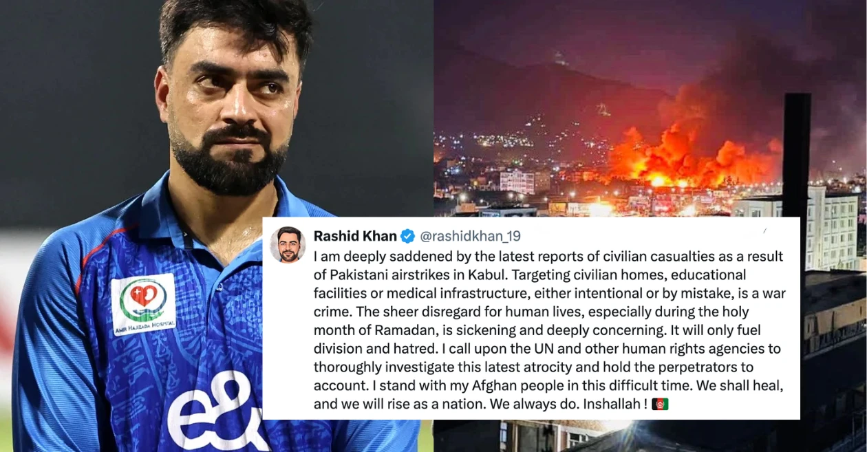 Rashid Khan y otros jugadores de críquet afganos critican a Pakistán por el mortal ataque aéreo de Kabul