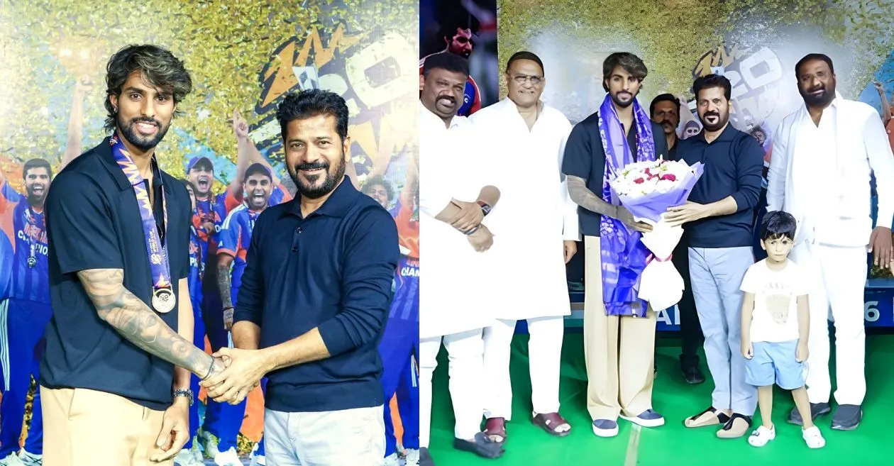 MIRAR: Telangana CM Revanth Reddy honra al campeón mundial T20 Tilak Varma a su llegada a Hyderabad