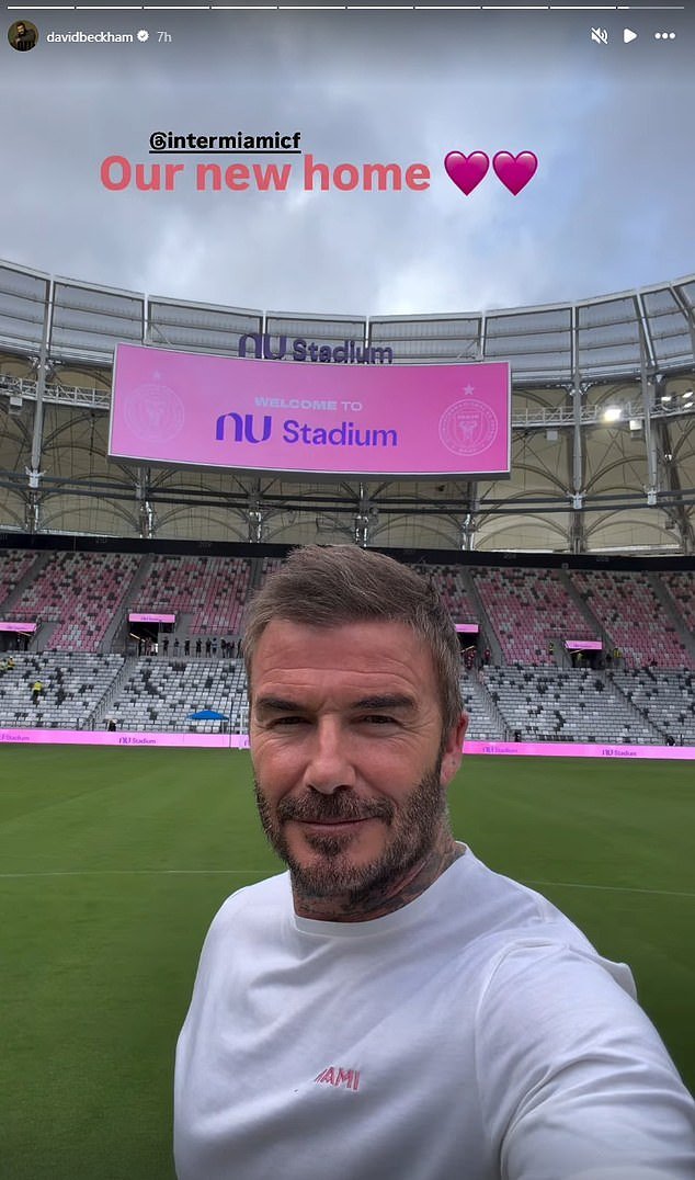 David Beckham presenta el nuevo estadio del Inter Miami de 750 millones de dólares después de un año de retraso, mientras su madre peluquera y Romeo dan su aprobación