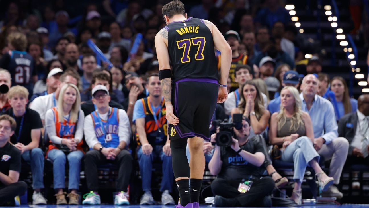 Luka Doncic (bíceps femoral) deja la derrota de los Lakers en OKC; resonancia magnética siguiente