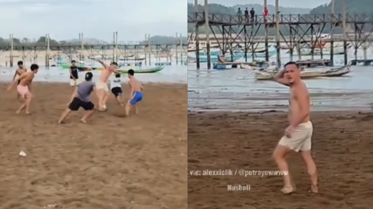 John Herdman juega al fútbol en la playa de Lombok con lugareños e internautas: el aura es positiva