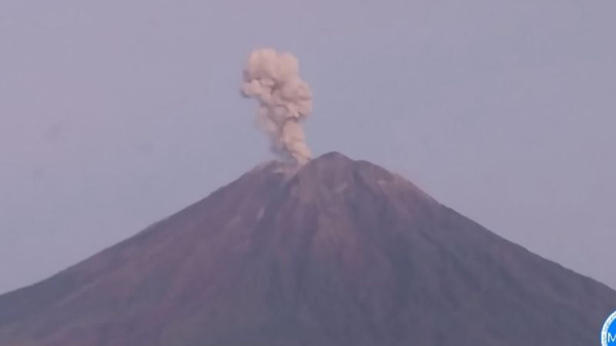 El monte Semeru entra en erupción 9 veces al día, la erupción alcanza los 1.000 metros
