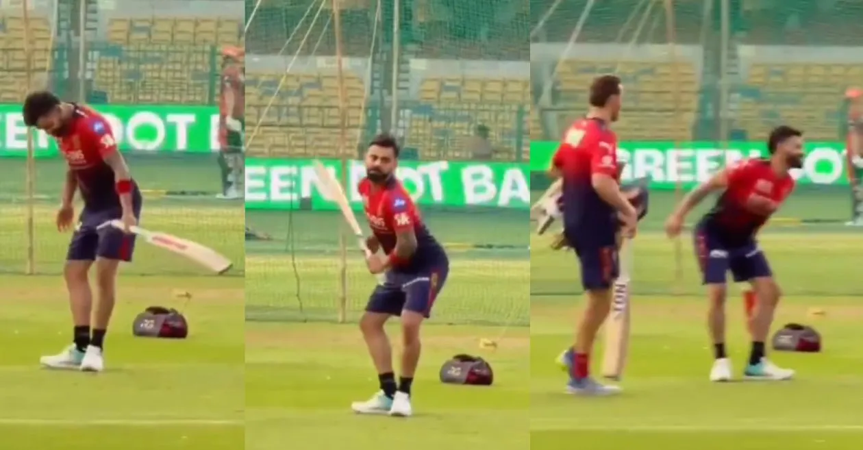 IPL 2026 (MIRAR): Virat Kohli irrumpe en el campamento de RCB con una divertida imitación del estilo de bateo de Romario Shepherd